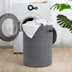 CHICVITA Large Laundry Hamper with Lid, 58L, Tall Clothes Laundry Basket for Bedroom, Rope Laundry Bin for Clothes, Blankets, Toys, Woven Laundry Basket for Living Room, 15 x 20 inches, Grey