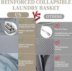 Reinforced Collapsible Laundry Baskets, 3Pcs High-Strength Mesh Pop Up Laundry Hamper, Foldable Clothes Hamper with Handles and Side Pocket for Laundry Room Dorm, Vertical