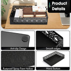 Desk Drawer Organizer, A4 Large Metal Mesh Desk Rrganizer Tray, Carved Hollow Floral Tray, Versatile Storage Box Set for Office Home Supplies,13x9x3 inches (Round Holes,2 PCS)