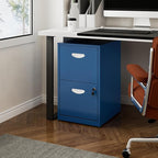 2 Drawer File Cabinet with Lock, Small Filing Cabinet for Home Office, Metal File Cabinet with Drawers for Under Desk, Blue, Assembly Required