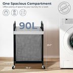 STO STO Laundry Hamper, 90L Rolling Laundry Sorter Cart with Removable and Washable Liner Bag, Clothes Hamper with Wheels and Metal Handle for Laundry Room and Bedroom, Gray