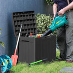 Greesum 31 Gal Resin Deck Box,Outdoor Storage for Patio,Garden Tools,Pool Supplies, Weatherproof and UV Resistant, Lockable, Black