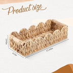 Toilet Paper Storage Basket Wicker Bathroom Basket Water Hyacinth Counter Organizer Toilet Tank Top Storage Shelf Cute Woven Scalloped Decor for Living Room Home Bathroom
