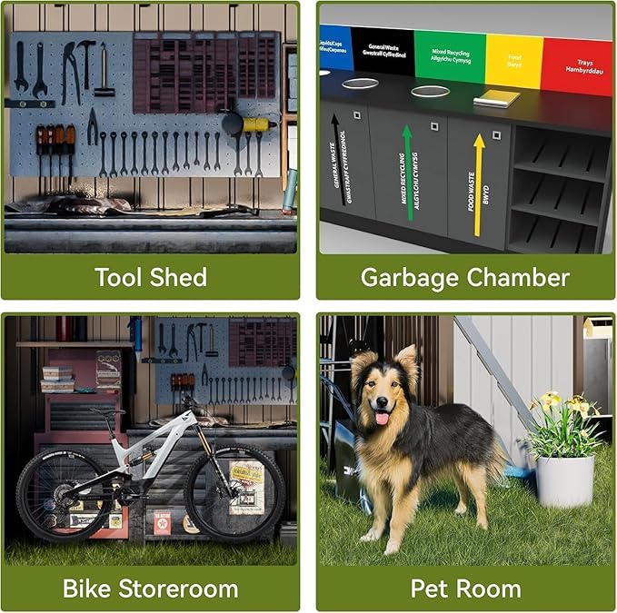 COMHOMA Shed Outdoor Storage Shed Metal,Lockable Doors Tool Sheds with Sloping Roof,Steel Garden Shed with Air Vent for Backyard,Patio,Lawn,Poolside(Brown,8'x6')