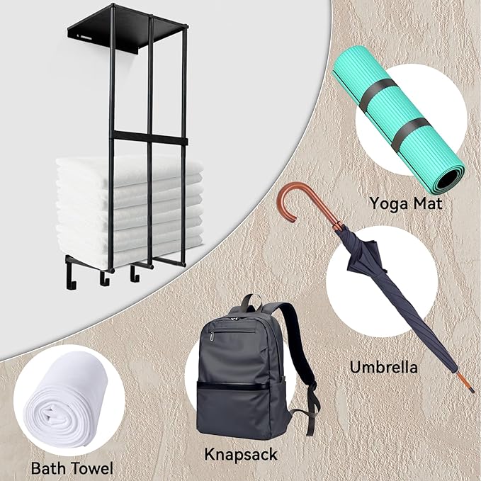 Camping Chairs Storage for Garage - Metal Camping Chair Wall Holder for Garage Organization, Camping Chair Storage Racks with 3 Hooks, Beach Chair Umbrella Wall Storage Rack