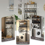 homyfort Over The Toilet Storage Cabinet, 4-Tier Bathroom Shelves Over Toilet, Easy Installation with Drain Basket, X Shape Side Guardrail, Freestanding Toilet Rack for Balcony, Laundry