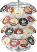 Nifty K Cup Holder – Compatible with K-Cups, Coffee Pod Carousel | 40 K Cup Holder, Spins 360-Degrees, Lazy Susan Platform, Modern Chrome Design, Home or Office Kitchen Counter Organizer