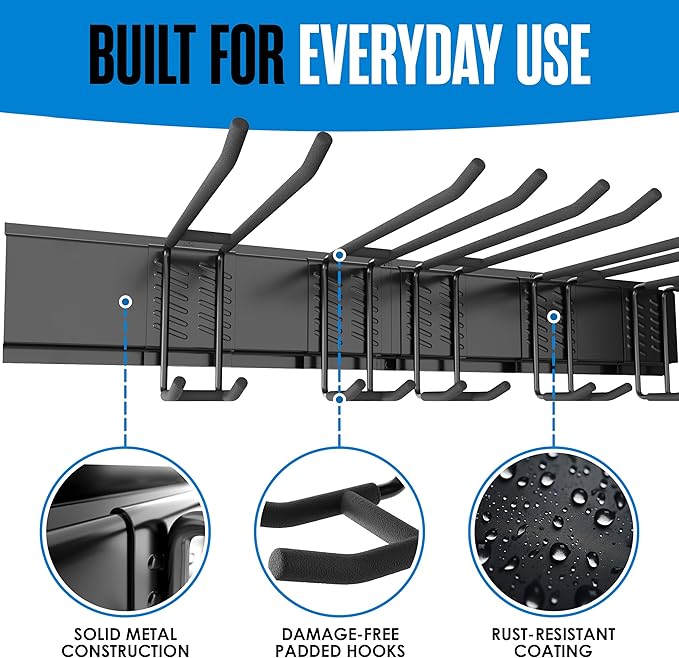 Houseables Ski Rack Wall Mount, Ski Holders For Wall, Rack For Garage, Snowboard Storage, Gear Hanger, Organizer, Grabber, Indoor, Store 5 Pairs, 270 lbs Capacity, 32 x 4 Inch, Steel