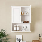 Medicine Cabinet, Over The Toilet Storage Cabinet, 24x30 Inch Wall Mount Bathroom Storage Cabinet with 2 Doors & Adjustable Shelves, Wooden Bathroom Wall Cabinet, White