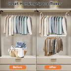 Hanging Closet Rod Adjustable Width Height Closet Rod For Hanging Clothes White 2 Pack Closet Extender Hanging Rod Clothes Space-Saving Hanging Bar Organizer