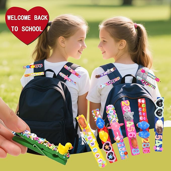 80 Set Cheer Pins Spirit Clips Include 80 Wooden Cheer Colored Clothes Pins 80 Mini Resin Animals, 200 Letter Beads Number for Cheerleading Backpacks Cheer Gifts Bulk