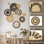 Tatuo 11 Pcs Boho Wall Basket Decor Decorative Bulrush Woven Basket Wall Decor Art Round Farmhouse Hanging Baskets for Kitchen Rustic Home Summer Decorations, Multi Sizes(Boho)