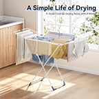APEXCHASER Clothes Drying Rack, Metal Drying Rack Clothing, Laundry Rack Foldable, Space-Saving, Free-Standing Airer with 4 Gullwings, Indoor Outdoor Use, 55.12"*37.8"*17.52", White