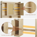 Itaar Over The Toilet Storage Cabinet, Farmhouse Rattan Bathroom Cabinet, Over Toilet Bathroom Organizer with Rattan Barn Doors & Toilet Paper Holder Stand, for Restroom, Laundry