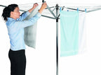 Brabantia Lift-O-Matic Advance Outdoor 4 Arm Clothesline (164 ft/Ø 1.97") Height Adjustable, Folding Clothes Drying Rack + Ground Spike, Cover + Bag of Clothespins (Gray)