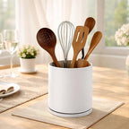 D'vine Dev 360° Rotating Utensil Holder – 7.2" Kitchen Utensil Crock for Countertop, Modern Cooking Tool Organizer for Kitchen Storage & Décor, Oatmeal, 72-X-D-2