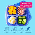 Bentgo Easyboxes 4-Compartment Snack Containers - 8-Piece Set with 4 Trays & 4 Custom-Fit Lids to Seal in Freshness - Reusable Food Storage & Meal Prep Bento BPA-Free Containers (Jewel Brights)