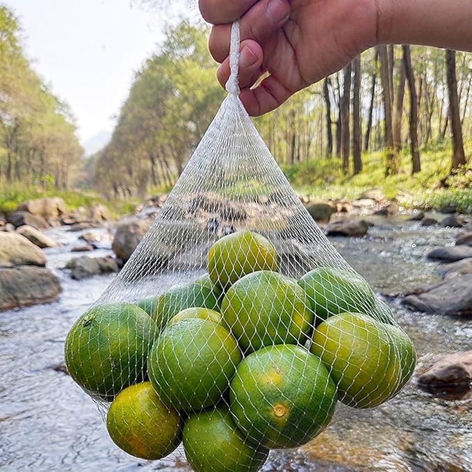 100Pcs 24’’ Reusable Mesh Produce Bags, Onion Fruits Net Bags and Seafood Boil Bag for Crab Clam Crawfish, Mesh Storage Bag for Grocery Shopping Storage of Fruits Vegetable Seafood & Garden Produce