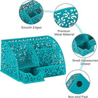 EasyPAG Desk Organizer and Pen Holder for Desk, Mesh Office Supplies Storage Caddy with Drawer for Small Space, Desktop Organizer for Home Office, Dark Teal