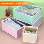 uxcell 1 Set Foldable Cloth Storage Box, 6 Slots Fabric Socks Underwear Drawer Dividers Organizers Baskets Bins for Clothes Socks Scarves Ties, Green