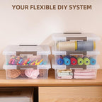 Citylife 6 PCS Clear Plastic Container Clip Box with Latching Lids, Stackable Document Paper Protectors Organizer Container for Office, Home, and School Supplies
