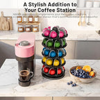 EVERIE Coffee Pod Holder for Nespresso Vertuo Capsules, 40-Pod Rotating Carousel Organizer, Space-Saving Countertop Display, Smooth Spin & Secure Upright Slots, Fits All Vertuo Sizes (Black)