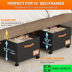 Under Bed Storage with Wheels, 12" Height Under Bed Storage Extra Deep Under Bed Storage Containers, Perfect for 14'' Bed Frame, No Assemble Metal Rolling Underbed Storage for Clothes Shoes Blankets