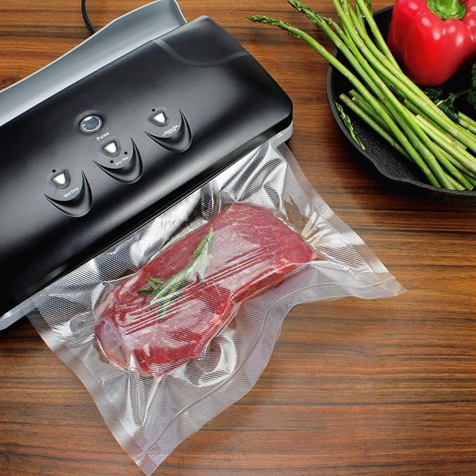 Vacuum Sealer Bags Rolls Compatible with FoodSaver 4-Pack 11" x 25' Vacuum Seal Rolls Fit Inside Machine Double-Side Embossed BPA-Free Bags for Sous Vide or Food Storage (Total 100 Feet)