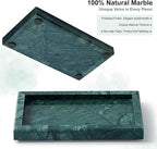 Natural Small Marble Vanity Tray, Luxury Stone Organizer for Bathroom & Kitchen | Holds Soap Dispenser, Jewelry, Perfume | Non-Resin, Non-Ceramic Décor (Green, Mini (7.9" x 4.3" x 0.78"))