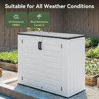 AOXUN Horizontal Storage Sheds 41 Cu.ft, HDPE Outdoor Storage Box 160 Gallon, Waterproof Lockable Resin Deck Box with Spring-Assisted Lid, Patio Storage for Garden, Pool, Cushions, Tools, White