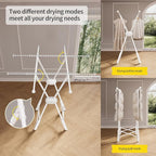 BIREN Clothes Drying Rack Heavy Duty Clothing Racks Foldable Laundry Rack Two Drying Modes Garment Racks for Drying Clothes, Adjustable Length from 32-55 Inches for Indoor Outdoor Use
