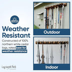 14-Place Log Ski Rack Wall Mount, Indoor Ski Storage Rack for Garage Organizers, Wooden Skis Wall Mount Storage Racks, Pole Skis Sports Racks, Garage Organization Walls - Canyon Brown