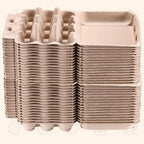100 Pcs Vintage Egg Cartons with Labels, Square Dozen Egg Basket Blank Natural Paper Pulp, Classical 3x4 Style Holds Up to One Twelve 12 Count Chicken Eggs, Sturdy Eggs Box with Stickers
