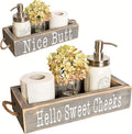 MAINEVENT Nice Butt Bathroom Decor Box, One Box with Print on 2 Sides Farmhouse Bathroom Toilet Decor, Nice Butt Rustic Organizer