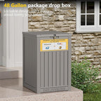 Package Delivery Box for Outside with Sign, 48 Gallon Storage with Lockable Secure, Large Double Wall Resin Outdoor Package Delivery Waterproof