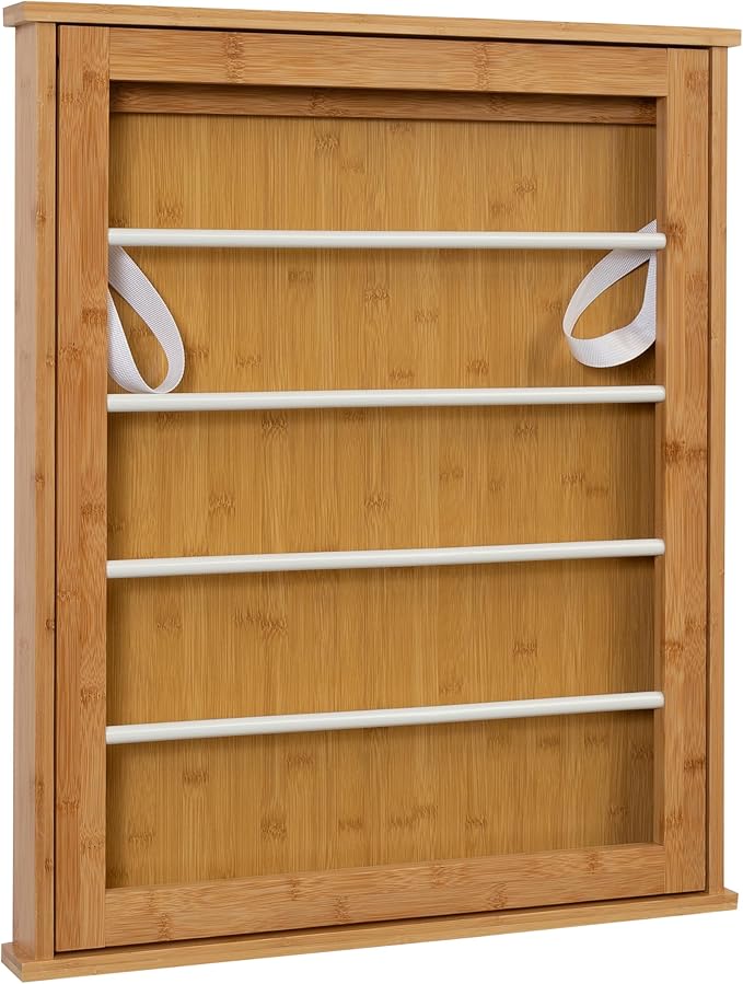 Honey-Can-Do Wall-Mounted Clothes Drying Rack, Bamboo, Collapsible, 23 in W x 27.25 in H