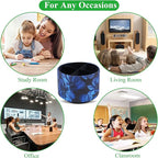 QIELIZI Round Leather Art Supply Organizer,Remote Control Holder,360 Degree Rotating,Multi-Functional Pencil Holder,4 Compartments Desktop Stationary Organizer(1-Dahlia Dark Blue)