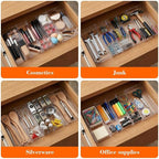 1 Pcs Large Expandable Acrylic Drawer Organizers, Grid Adjustable Drawer, Dividers Organizer for Desk, Makeup, Jewelry, Office, Kitchen Supplies (Clear,11 Compartments)