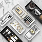 Gurygo 8" Ceramic Bathroom Vanity Tray for Kitchen Counter - Kitchen Soap Tray - Rectangular Ceramic Trays for Bathroom - Porcelain Large Serving Trays (Marble, Set/1)