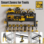 Power Tool Organizer, 7 Drill Holder for Tool Organizer, Storage and Organization for Garage, Heavy Duty Metal Tool Shelf Utility Rack for Cordless Power Tools Suitable for Pegboard/Workshop