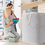 Lifewit 2 Pack Laundry Basket 125L Each, Collapsible Clothes Hamper with Reinforced Handles, Freestanding Waterproof Design for Bedroom and Laundry Room, Grey 250L Total