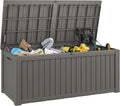 220 Gallon Outdoor Storage Box, Resin Deck Boxes Outdoor Waterproof For Patio Furniture, Garden Tools, Pool Supplies, Lockable And UV Resistant (Striped Gray)