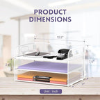 Supeasy 3 Tier Paper Organizer with Handle, Mesh Desk Organizer Letter Tray, Paper Tray File Organizer for A4 File Folder, White