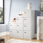 4 Drawer File Cabinet, Filing Cabinets for Home Office, Metal Vertical File Storage Cabinet with Lock, Locking File Cabinet for A4 Legal/Letter, 15" W x 17.7" D x 50.1" H, Assembly Required