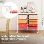 RELAX4LIFE 9 Drawer Rolling Storage Cart - Mobile Drawer Carts for Craft Art Supply Paper Salon, Utility Cart on Wheels for Classroom Teacher School Office, Rolling Cart with Drawers (Macaron)