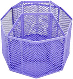 Annova Mesh Desk Organizer Rotate with 5 Compartments Spinning Tidy Candy/Pen Holder Office, Art Supply, Storage, Classroom, Home (Purple)