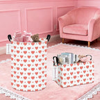 QUEENLALA Large Storage Basket,Laundry Hamper/Bathroom/Home Decor/Collapsible Round Storage Bin,Boys and Girls Hamper/Boxes/Clothing(Round-Pink Heart)