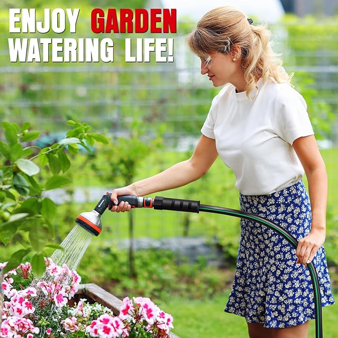 Heavy Duty Garden Hose 100ft, NON-EXPANDABLE Flexible Water Hose, Kink Resistant Lightweight Hybrid Hose, Leakproof Hose Male to Female Fittings
