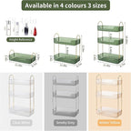 YCIA&DONE Bathroom Organizer Countertop, Makeup Storage, Skincare Cosmetic Tray Shelf, Perfume Holder Rack for Vanity Counter, Large Capacity, Easy to Install, Clean, 3 Tiers, Vintage Green