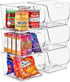 Sorbus Stackable Storage Bins Open Front, Clear Stackable Storage Bins, Pantry Bins for Storage and Organization, Acrylic Stackable Bins for Kitchen, Clear Pantry Organizer Bins (Medium Sqware 6 Pack)
